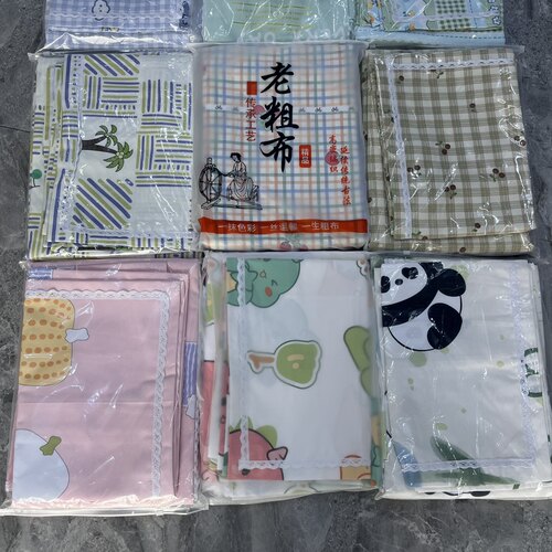 新款老粗布棉细纱软凉席帆布花边款软凉席元棉三件套