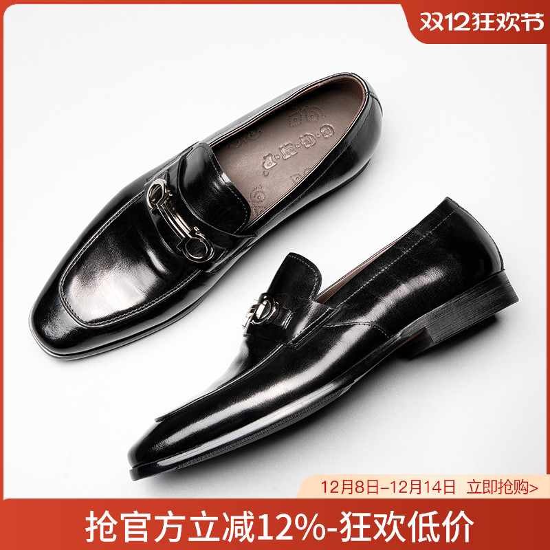 2025新款乐福鞋男士真皮英伦风一脚蹬男鞋夏季尖头商务休闲皮鞋潮