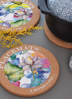 2个装 耐高温隔热垫软木锅垫盘垫碗垫子砂锅垫防滑防水防烫放热锅