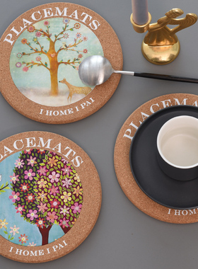 2个装 耐高温隔热垫软木锅垫盘垫碗垫子砂锅垫防滑防水防烫放热锅