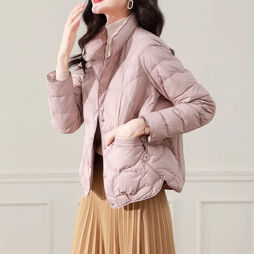 欧货轻薄羽绒服女2025冬季新款小个子洋气白鸭绒今年流行短款外套