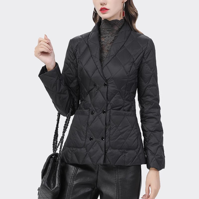 欧洲站时尚洋气羽绒棉服女中长款保暖修身轻薄棉服外套气质秋冬装