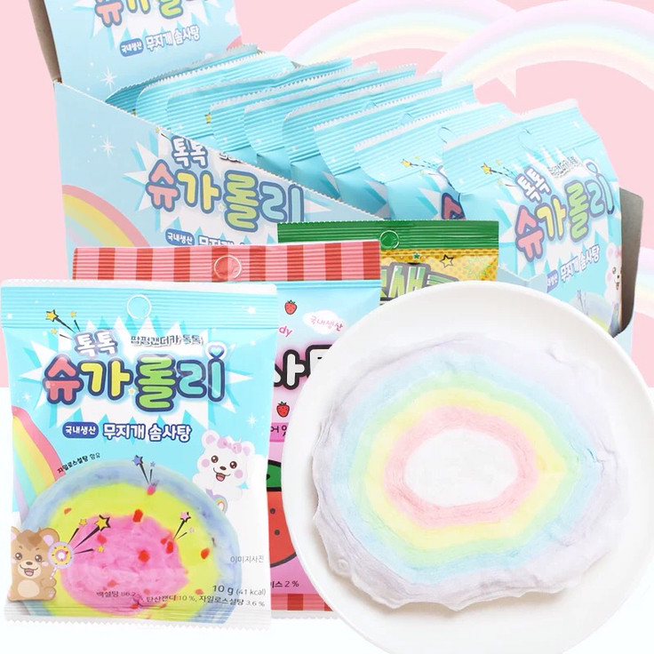 韩国YEM彩虹棉花糖10g儿童马卡龙色云朵空气软糖进口甜零食粉红