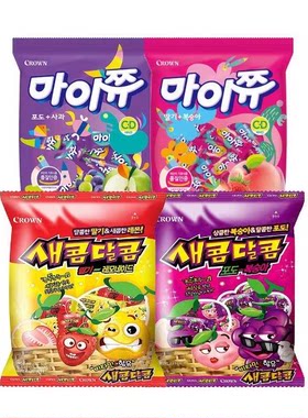 韩国crown可来运rose可来奥酸甜水果软糖草莓葡萄柠檬桃子29g