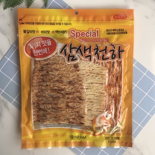 韩国进口三色天下麦板石烤鱿鱼丝3种口味烤鱼片海味即食零食70g