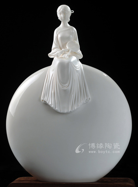荷塘月色美女客厅卧室德化白瓷