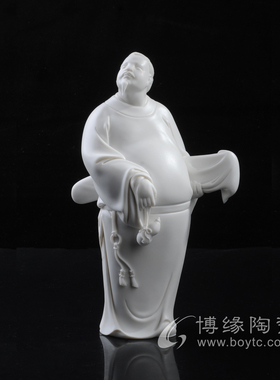 抱琴观鹤陶瓷德化白瓷颜松柳大师客厅办公室桌面茶室装饰礼品摆件