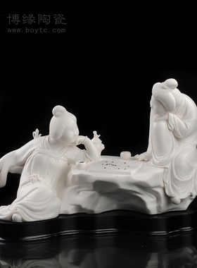 工艺德化白瓷中式风美女人物雕塑