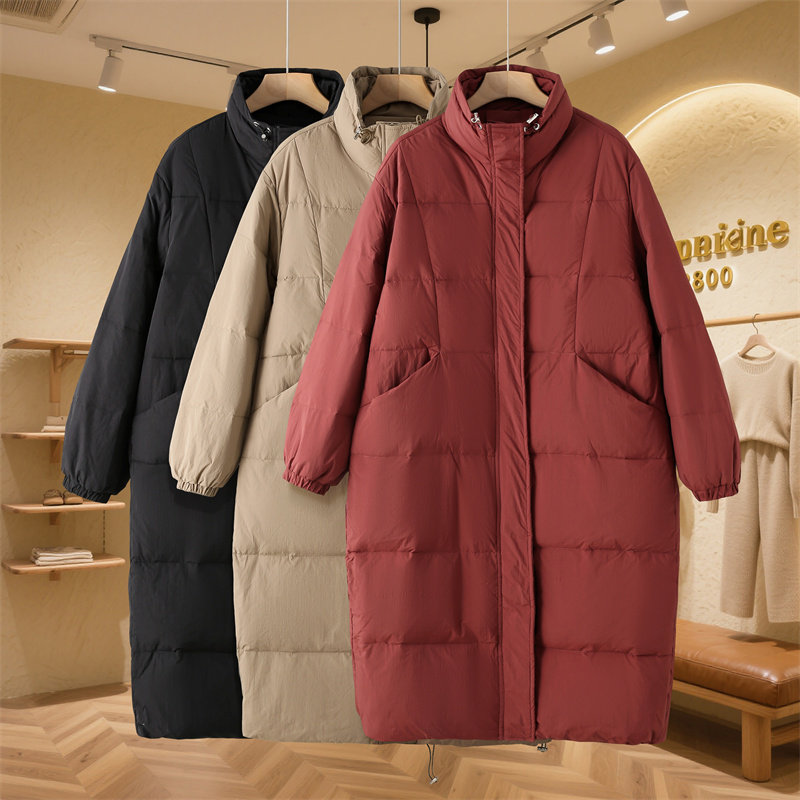 5835中长款立领羽绒服冬季时尚新款女装韩版防风袖保暖长外套