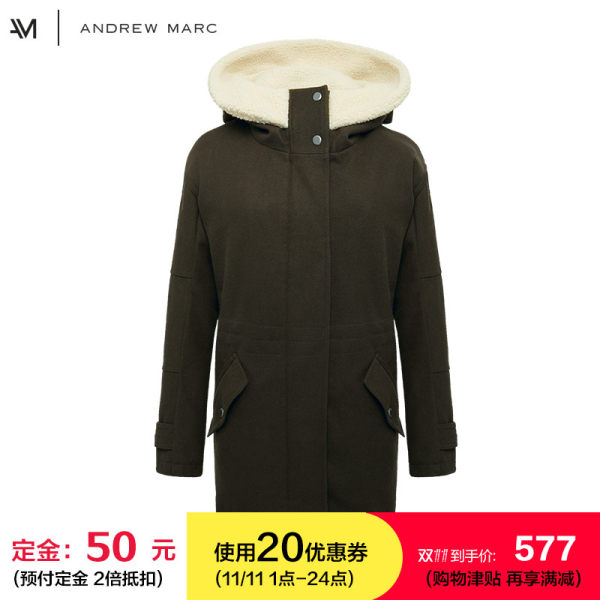 双11预售 ANDREW MARC 17年冬季新款 羊毛呢 女式大衣 ￥527包邮（多重优惠）