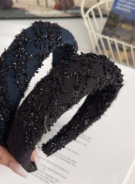 时尚高级感气质粗花呢发箍女韩版高颅顶手工头箍压发显脸小