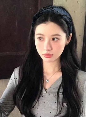 大柔同款粗花呢小香风时尚发箍女高级感宽边高颅顶发饰手作头箍女