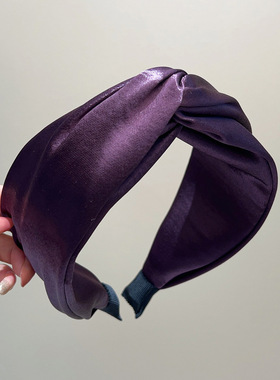 2025年新款高品质紫色温柔超舒适缎面交叉发箍头箍发卡