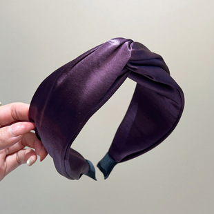 2025年新款 高品质紫色温柔超舒适缎面交叉发箍头箍发卡