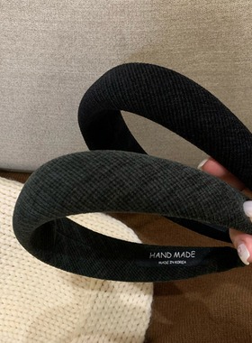 2025新款秋冬高品质丝绒螺纹毛呢纯色百搭发箍女头箍发卡