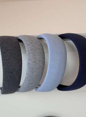 美式甜心少女风坑条针织面料灰色藏青色海绵宽边发给时尚阿紫头箍