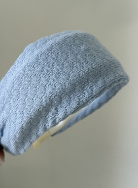 美式加宽蓝色粉色白色针织发箍宽边外出发卡头箍发饰女