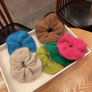 清冷感 高品质长绒兔毛线针织发圈女气质纯色丸子头头滑头绳