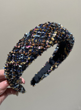 Ruzhen 小香风粗毛呢发箍高颅顶宽边4.0cm压发头箍发卡仲夏夜梦