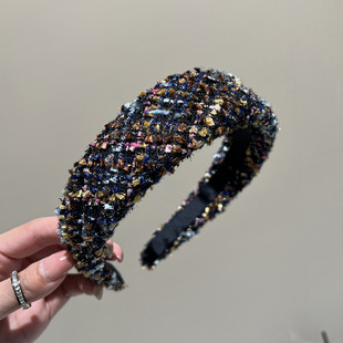 Ruzhen 小香风粗毛呢发箍高颅顶宽边4.0cm压发头箍发卡仲夏夜梦