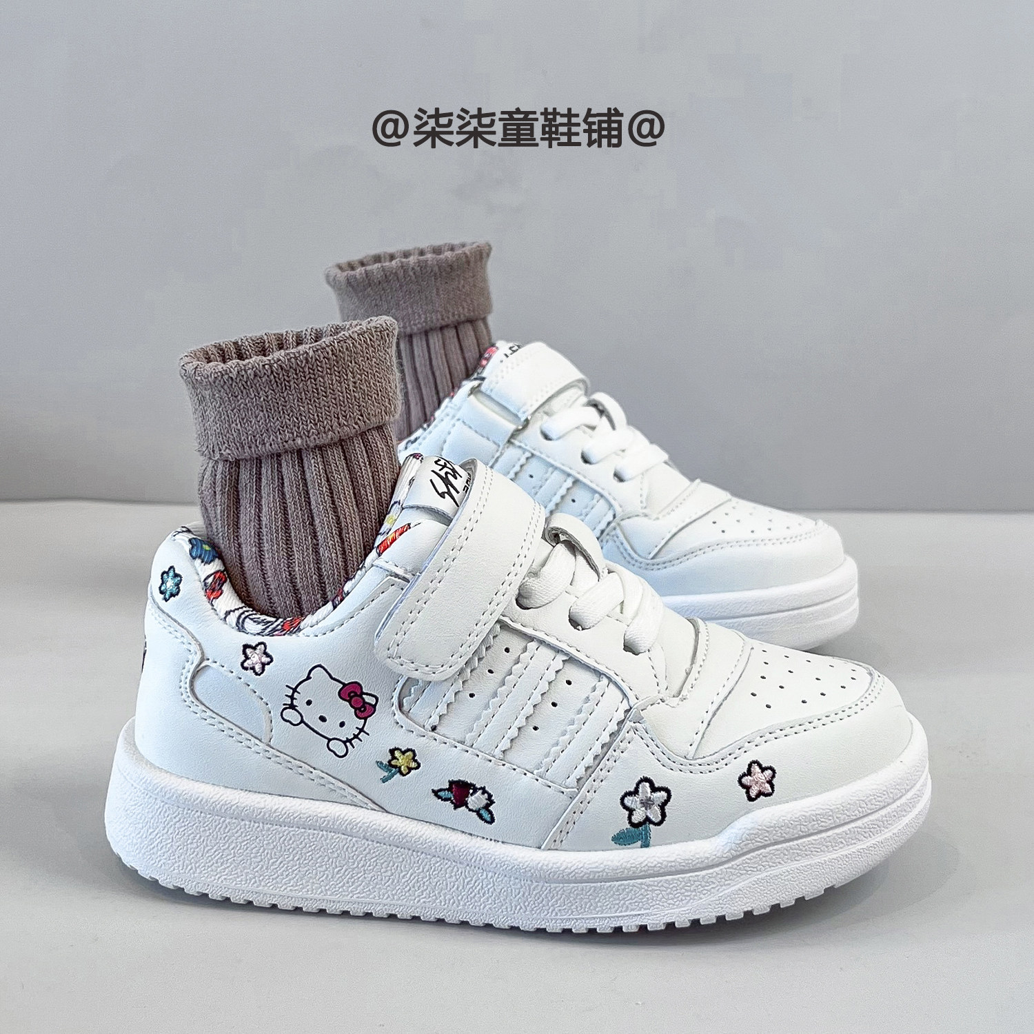 真皮猫咪卡通运动鞋儿童2026春秋季新款女童小白鞋男童休闲板鞋潮