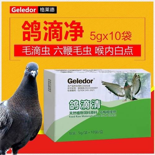 格莱德鸽药鸽滴净毛滴虫治疗剂喉内白点赛鸽信鸽子药粉剂 鸽滴清