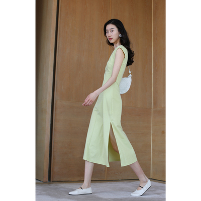 无有无印气质修身无袖连衣裙