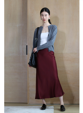 无有无印灰色长袖羊毛单排扣圆领开衫针织衫24263