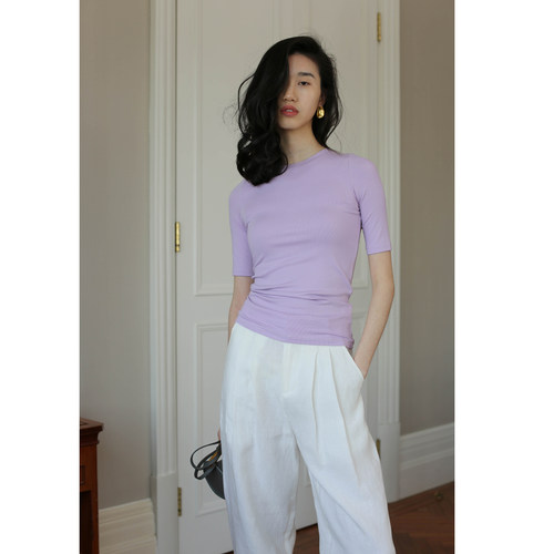 无有无印五分袖套头针织衫