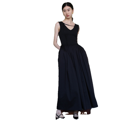 无有无印气质显瘦V领连衣裙