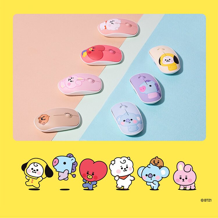 现货韩国正品bt21无线鼠标 笔记本台式电脑办公静音usb卡通鼠标