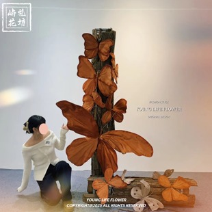 饰网红拍照打卡道具活动布置 商场橱窗氛围立体装 巨型蝴蝶装 饰秋季