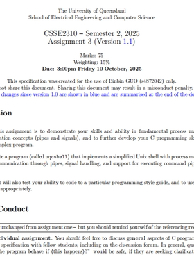 c语言昆士兰CSSE2310c++代做进程管理进程信号量作系统虚拟内存