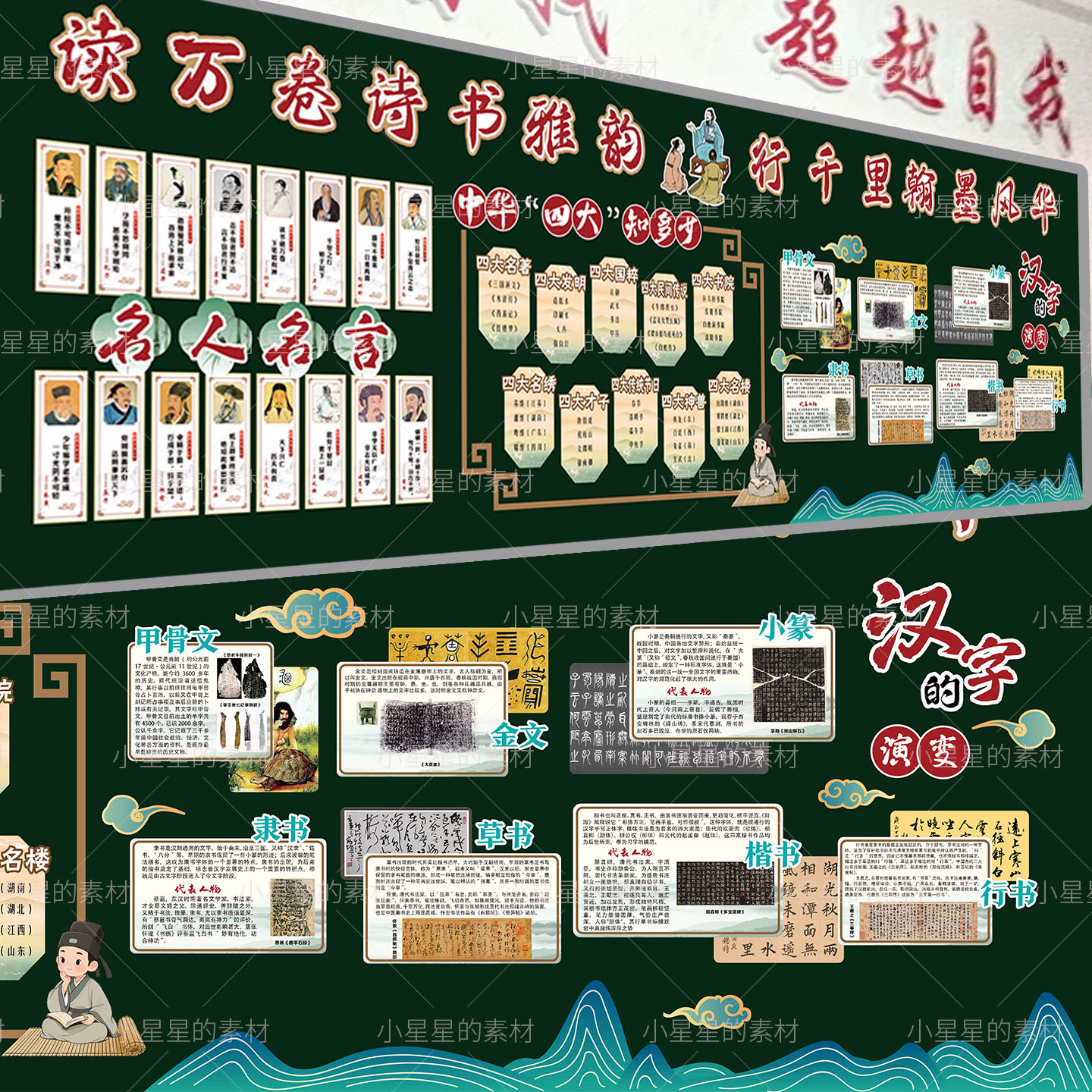 国风书香黑板报素材 名人名言 设计素材/源文件