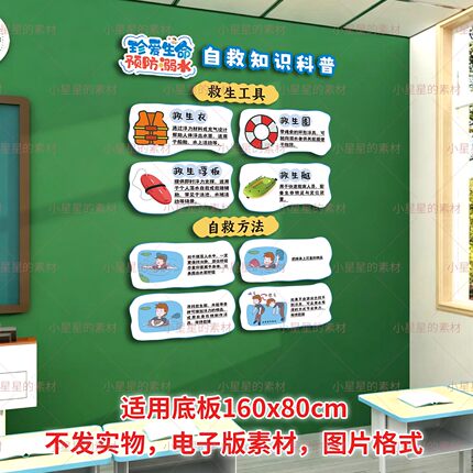防溺水安全教育自救知识科普班级环创教室黑板报文化墙可打印素材