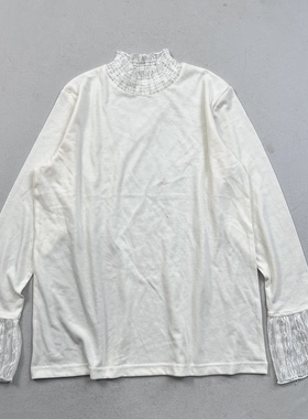 日单sm2蕾丝花边领休闲显瘦上衣打底衫长袖T恤女