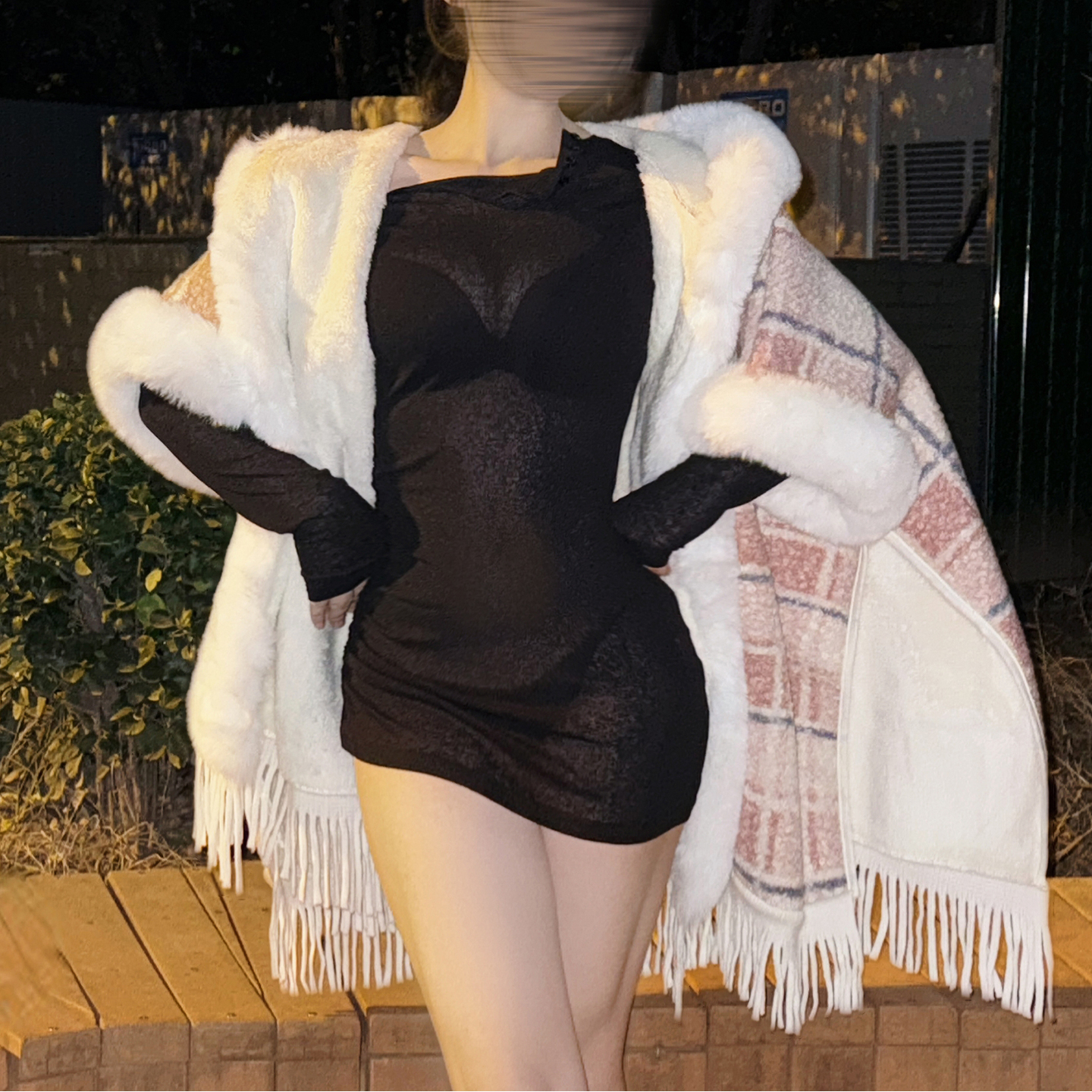 DaLian 暗影版*透感心机连衣裙秋季黑色长袖修身显瘦性感一字肩裙