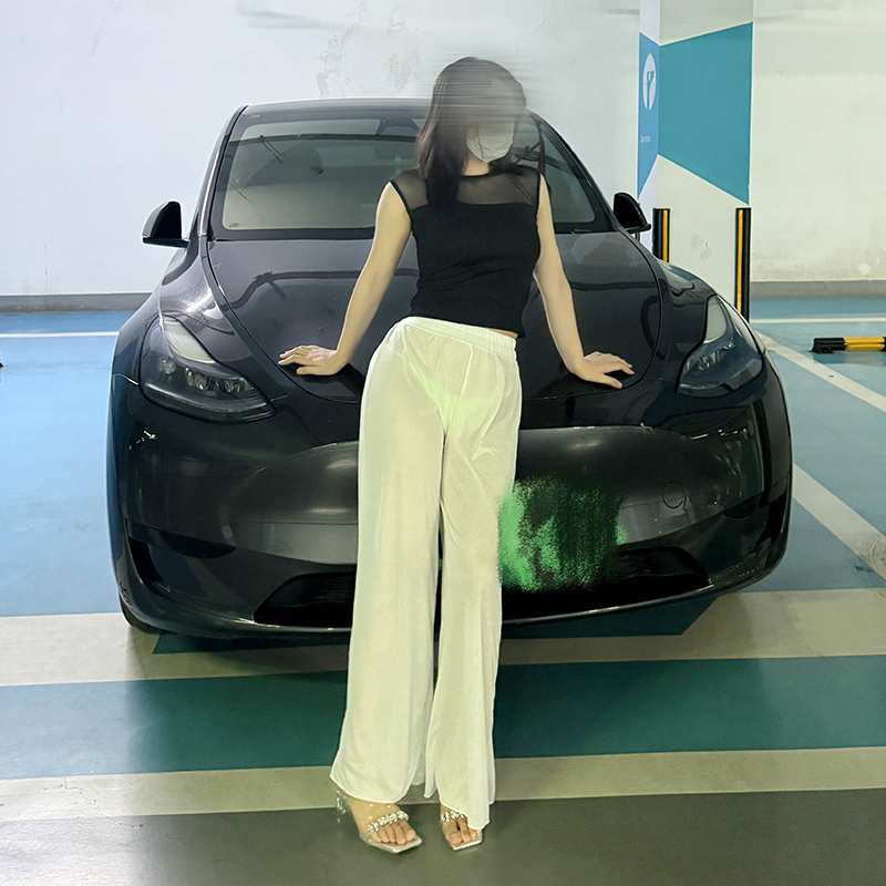 LianJie's 本阶版*透视轻薄性感长裤女胖M度假外搭垂感休闲直筒裤