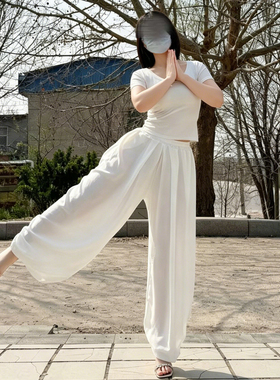 DaLian 闭眼冲*外穿轻透心机白色阔腿裤女宽松显瘦垂感直筒休闲裤