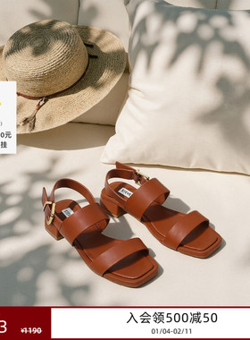 [限时折扣]Steve Madden思美登VENTURAS简约休闲低跟罗马凉鞋