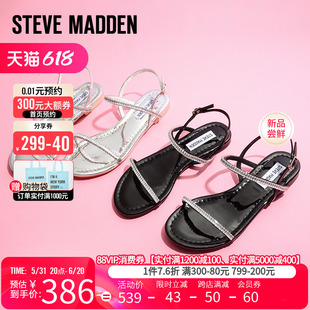 水钻一字型平底凉鞋 新款 思美登夏季 Steve 女 Madden COSIMAS