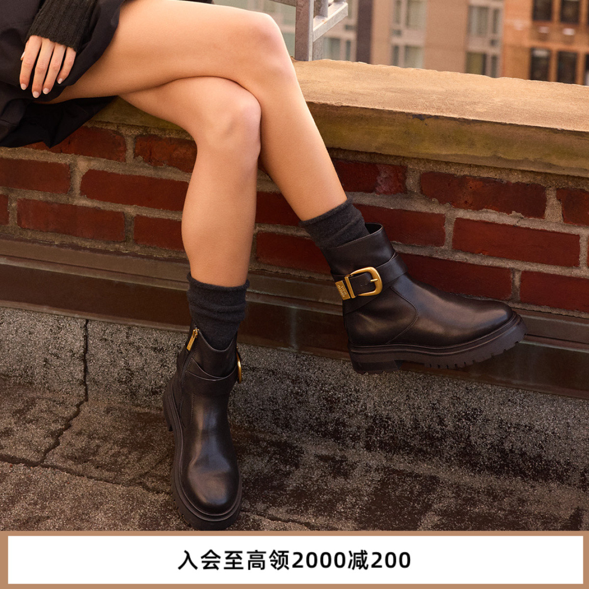 机车风西部靴潮流搭扣简约易搭配