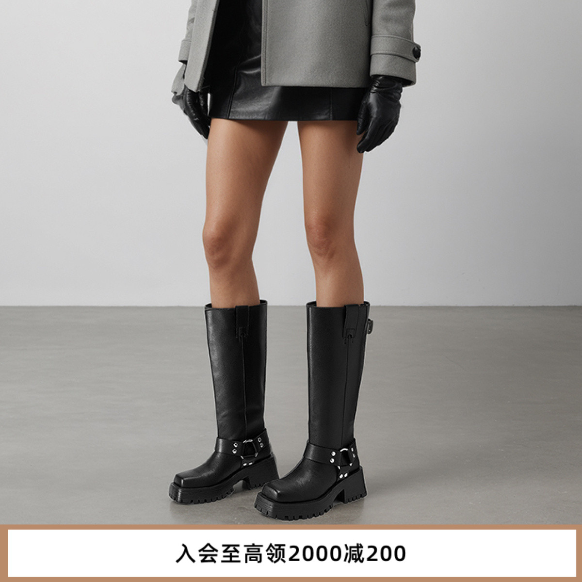 明星同款骑士靴英伦风长筒靴