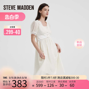 新款 Steve 思美登夏季 过膝连衣裙女HOLTY Madden 雪纺仙气短袖