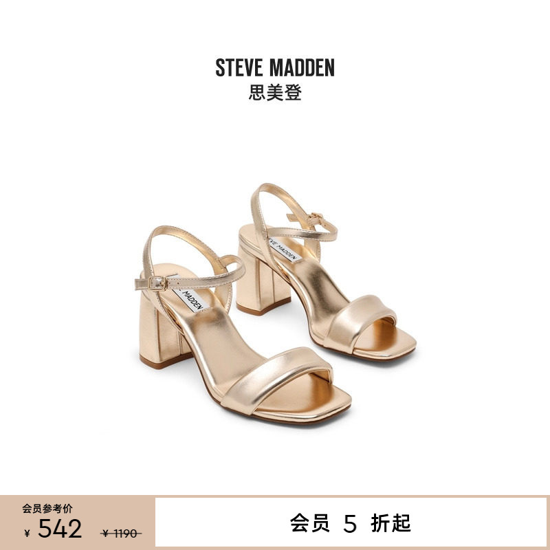 [任敏同款]Steve Madden思美登LAYNEY简约方头一字带高跟凉鞋
