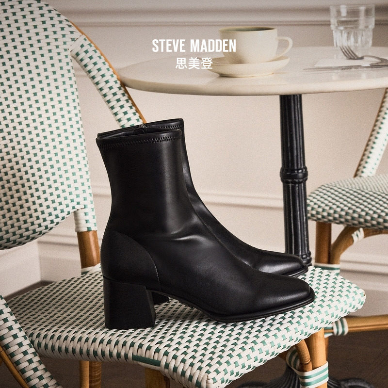 Steve Madden思美登NEXTSTEP高跟粗跟短靴女鞋