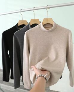 新品男士羊毛蚕丝德绒保暖套装背心打底衫冬季套装裤子上衣高领