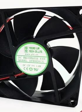 全新DFB802012L轴承8020静音8CM 12V1.6W电脑机箱散热风扇