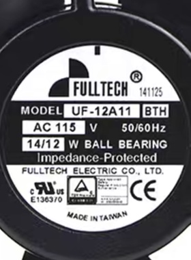 FULLTECH福佑 UF12A11BTH/BWH风扇12038机柜散热机箱通风115V风扇
