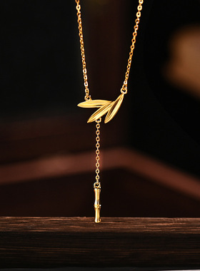 S999银竹叶项链女款礼物时尚小众设计感锁骨链节节高竹XL005